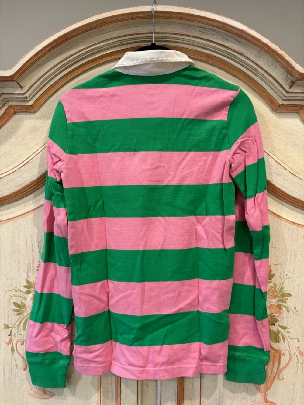 Ralph Lauren Blue Label Women’s Rugby Shirt Green and pink stripe size small - Picture 5 of 5
